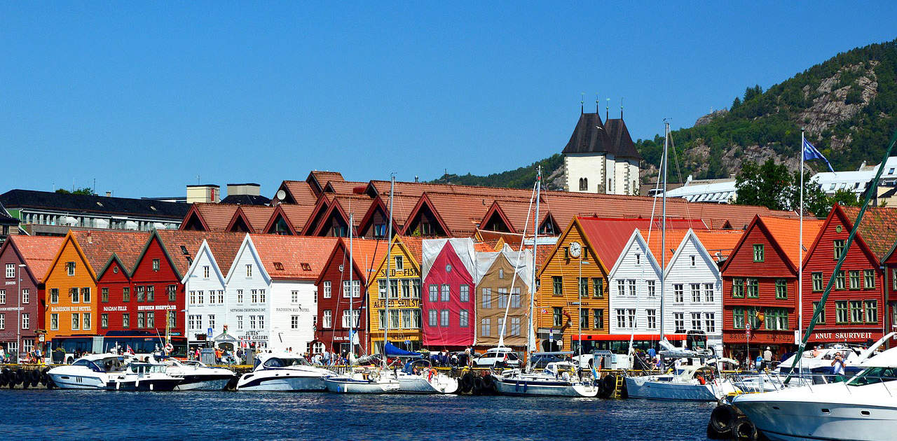 Bunte Häuser in Bergen