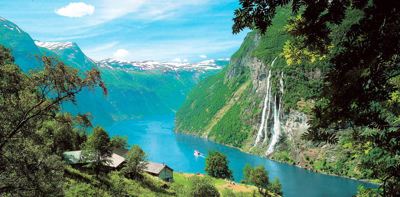 Seven Sisters Wasserfall am Geiranger Fjord
