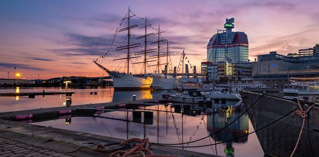 Abendlicht im Hafen von Göteborg